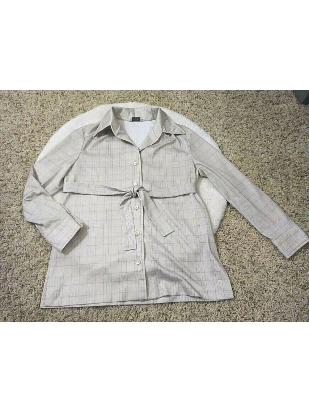 Kiva LTD Vintage Womens Top Button Up Long Sleeve Shirt Checkered Large L